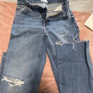 Distressed Blue Jeans
